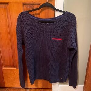 Tommy Hilfiger Dark Blue Women's Sweater with Red Accent